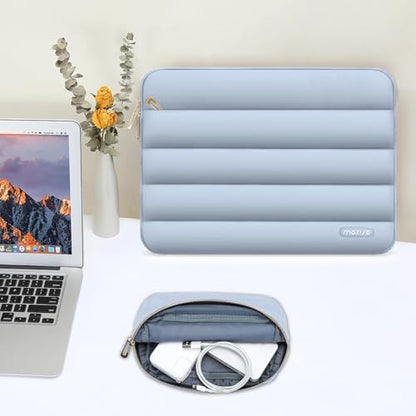 MOSISO Laptop Case 13.3 inch,13-13.3 inch Puffy Laptop Sleeve Compatible with MacBook Neo/Air 13.6 M5 M4 M3 M2 M1/Pro 13/14,HP Dell ASUS Lenovo,Polyester Horizontal Bag with Small Case, Baby Blue - color: Baby Blue, size: 13.3 inch