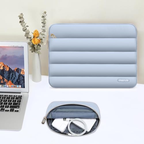 MOSISO Laptop Case 14 inch, 14 inch Puffy Laptop Sleeve Compatible with HP Lenovo Dell ASUS Acer, HP Stream, Dell Latitude, Lenovo IdeaPad, Polyester Horizontal Bag with Small Case, Baby Blue - color: Baby Blue, size: 14 inch