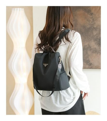 Multifunctional minimalist backpack, solid color versatile commuter backpack, casual handbag/shoulder bag(Black) - color: Black