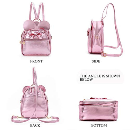 KL928 Girls Mini Backpack Bowknot Polka Dot Cute Small Daypacks Convertible Shoulder Bag Purse for Women - color: Fluorescent Pink
