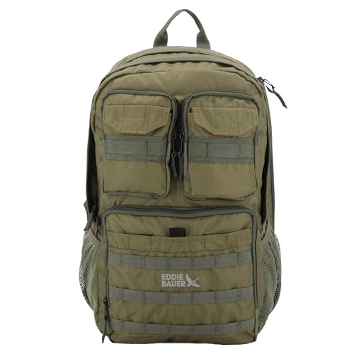 Eddie Bauer Cargo Tactical Backpack | Adventure | Heavy Duty | Outdoor | Water Resistant | 600D Polyester - Grey Moss - color: Moss Grey