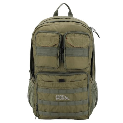 Eddie Bauer Cargo Tactical Backpack | Adventure | Heavy Duty | Outdoor | Water Resistant | 600D Polyester - Grey Moss - color: Moss Grey