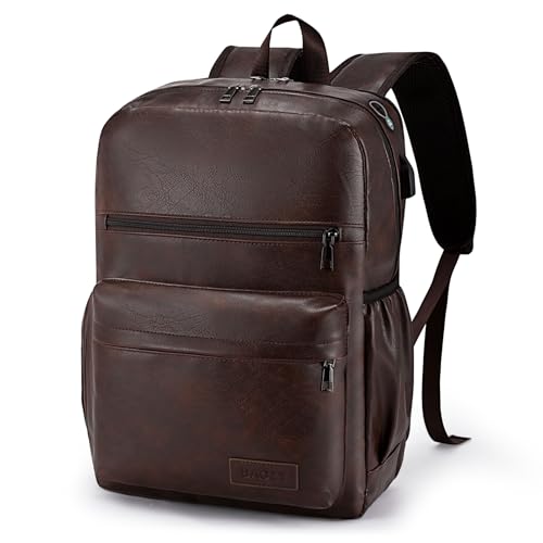 15.6 Inch PU Leather Laptop Backpack, Water Resistant 20L Anti-Theft Travel Personal Item Bag for Work College Nurse Teacher, Under Seat Flight Approved Carry-on Luggage 40x30x15CM Coffee - color: Coffee