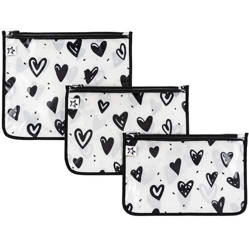 Tiny Twinkle Diaper Bag Organizing Pouches|3 Pack Mess-Proof Clear Front Travel Organizer Bags&TSA Approved Toiletry Bag Set for Baby and Mom Essentials - color: Hearts