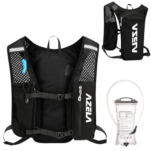 Azarxis Running Water Bottles Flask BPA Free Leakproof Hydration Vest Packs Waist Belt Replacement for Triathlon Marathon Hiking Cycling Climbing Runner - color: #1 Black (7L) with a 1.5L White Water Bladder