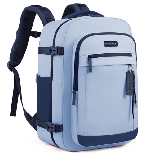 LOVEVOOK 40L Travel Backpack for Women & Men, Airline Approved Carry On Luggage, TSA Personal Item Bag fits 15.6 Inch Laptop, Waterproof Weekender Overnight Suitcase for Work, Blue - color: Blue, size: 40L-2Pcs