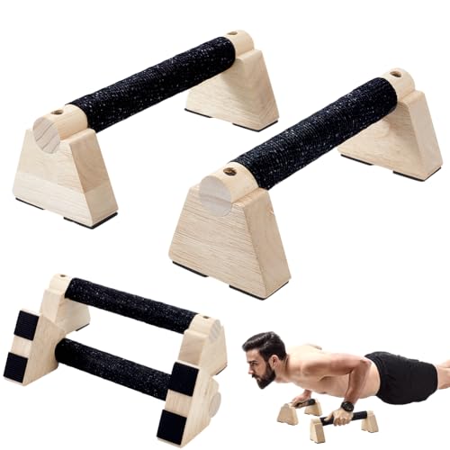 AHANDMAKER Wooden Parallettes Bars for Handstand Training in Natural Bisque Calisthenics Equipment Push Up Bars Dip Stands for Home Gym Strength Training Men Fitness Essentials - size: 24.9x8.8x10cm