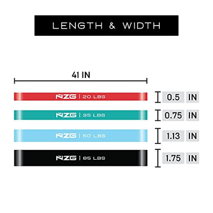 NonZero Gravity 100% Latex-Free Organic Rubber Power Resistance Bands | Compact Durable Hypoallergenic Bands for Strength Training & Workouts | 11 Levels (10 to 140 Lbs) - color: SET5 Mixed 4-Band