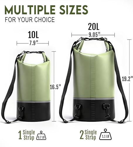 Soulsfeng Waterproof Dry Bag Roll Top Lightweight Dry Backpack for Boating, Kayaking, Travel, Beach, Swimming, Hiking & Camping - Floating Dry Sack with Adjustable Shoulder Straps 10L - color: Green, size: 10L