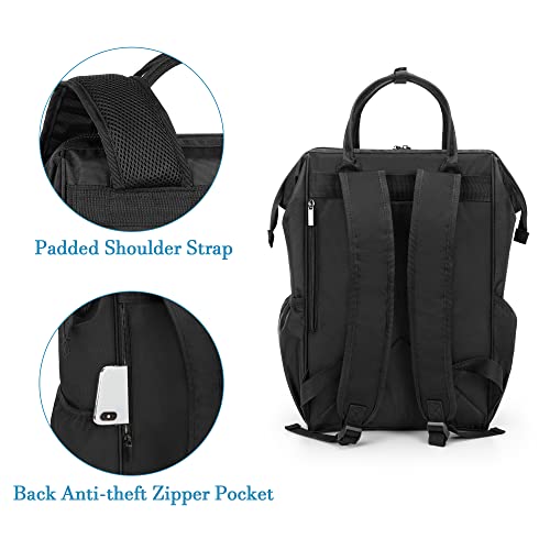 LoDrid Nurse Backpack, Heavy Duty Work Backpack for Men & Women, Steel Frame Top, 15.6" Laptop Layer, Zip-Top Closure & Inner Padded, Black - color: Black