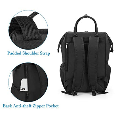 LoDrid Nurse Backpack, Heavy Duty Work Backpack for Men & Women, Steel Frame Top, 15.6" Laptop Layer, Zip-Top Closure & Inner Padded, Black - color: Black