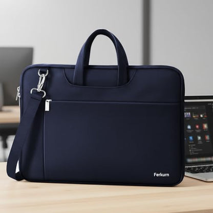 Ferkurn Laptop Case Bag Women Men Computer Sleeve with Shoulder Compatible with HP/Inspiron/Thinkpad/Vivobook/MSI/Surface, 17.3 inch, Blue - color: Navy Blue, size: 17.3 inch