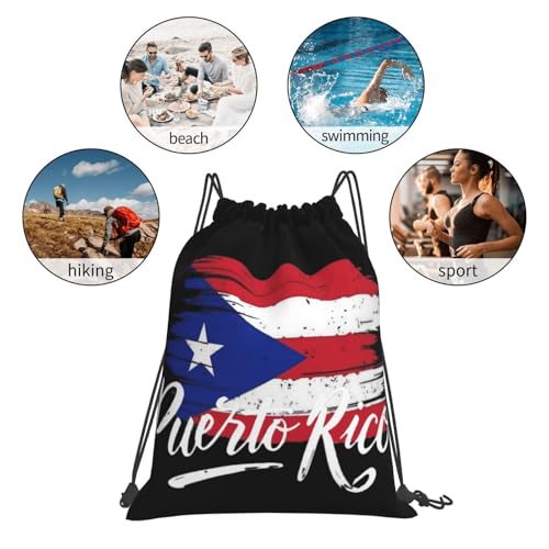 Puerto Rico Flag Drawstring Bag Sport Gym Backpack Beach Travel Sack Draw String Yoga Bag For Men Women - color: Puerto Rico Flag1