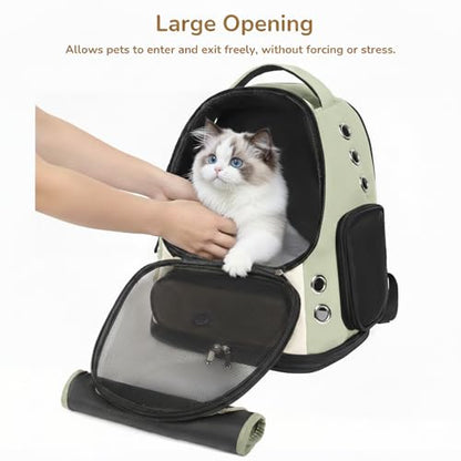 Cat Backpack Carrier, TSA Airline Approved Pet Travel Bag for Small Medium Dogs, Ventilated Hiking Camping Backpack for Cats, Kitten and Puppy up to 18 lbs, Green Mesh - color: Green Mesh