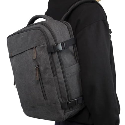 KAUKKO Thick Canvas Travel Backpack, Flight Approved Carry On Backpack with Shoe Pouch and 15.6 inch Laptop Compartment, 40L Luggage Casual Daypack Weekender Bag 10-BLACK - color: 10-black