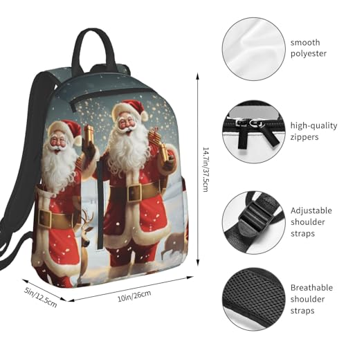 Travel Backpack for Women Men Christmas Santa Claus Daypack 15 inch Lightweight Computer Bag Casual Back Pack - color: Christmas Santa Claus