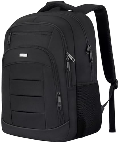 BIKROD Travel Laptop Backpack for Men and Women, Black School Backpacks for Teen Boys and Girls, Water Resistant Back Pack, Business Sturdy Computer Bag - size: 15.6 Inch