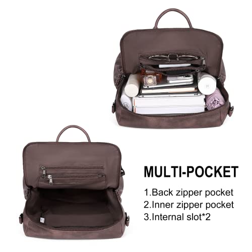 CLUCI Backpack Purse for Women Leather Fashion Designer Travel Ladies Shoulder Bags with Wristlet - color: 0-3 Coffee 2pcs