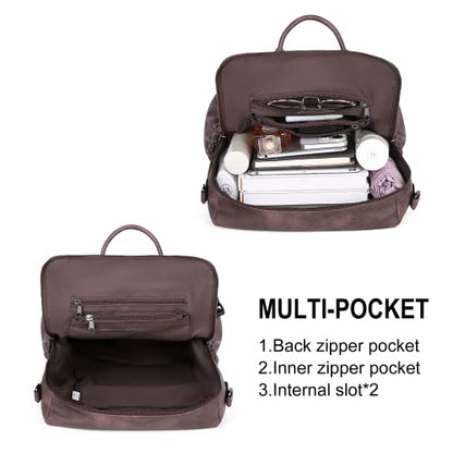CLUCI Backpack Purse for Women Leather Fashion Designer Travel Ladies Shoulder Bags with Wristlet - color: 0-3 Coffee 2pcs