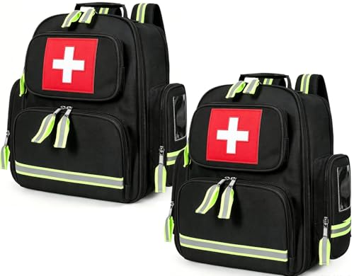 Gatycallaty First Aid Backpack Emergency Medical Backpacks Empty Waterproof Survival Bags Trauma Bag for Nurses Home Car (Black, Pack of 2) - color: Black, Pack of 2
