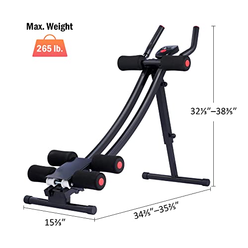 ZELUS Ab Machine for Home Gym, Core Strength Training Equipment for Home Fitness, Ab Crunch Coaster with 4 Intensities and Digital Display, Foldable Core Trainer for Abdominal - style: Ab Machine