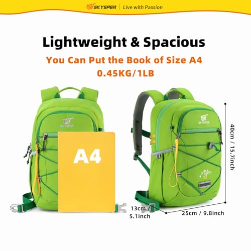 SKYSPER Kids Backpack 12L Children School Bag Child Boy Girl Pack Ages 4-8 for Traveling Day Trips Classes Camping(Applegreen) - color: Applegreen, size: Small
