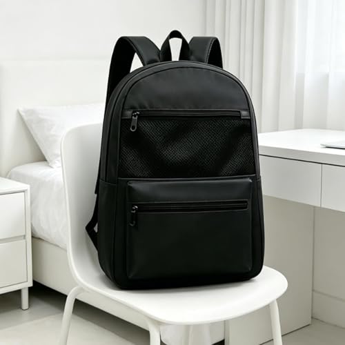 Lightweight Travel Backpack with Front Mesh Pocket, Large Capacity Multi Compartment Storage, Durable Daypack for Hiking, Travel, Work Outdoor(black) - color: Black