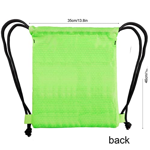 Drawstring Backpack Bag, Waterproof Draw String Back Sack with Zip Pocket, Gym Drawstring Bags Swim Bag for Men Women - color: Green, Upgraded