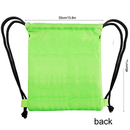 Drawstring Backpack Bag, Waterproof Draw String Back Sack with Zip Pocket, Gym Drawstring Bags Swim Bag for Men Women - color: Green, Upgraded