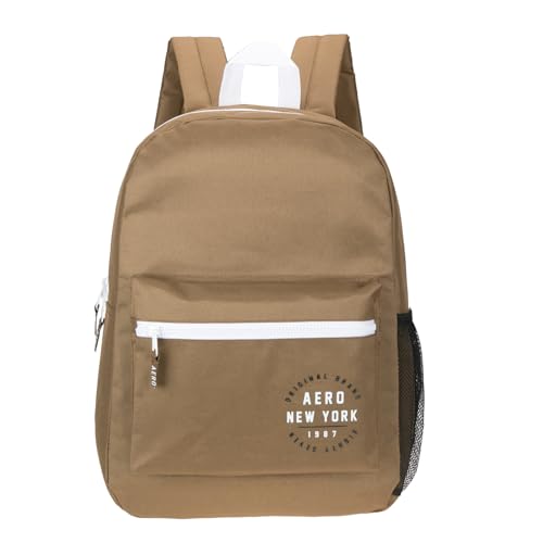 AEROPOSTALE Fieldtrip Unisex Backpack - AE Mens and Womens Bag for Everyday Use - Brown/White - color: Mud Brown