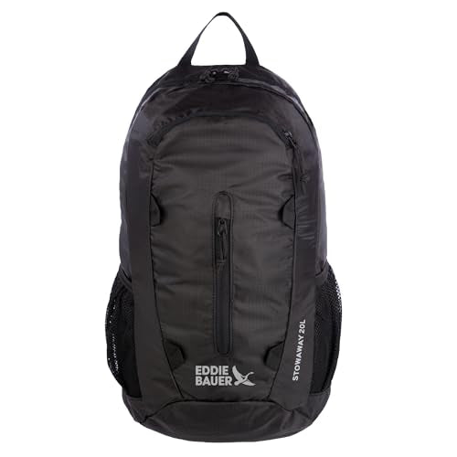 Eddie Bauer Stowaway Packable Backpack | Travel | Outdoor | Lightweight | Foldable | Durable | Ripstop Polyester | 20L - Onyx Black - color: Onyx, size: 20L