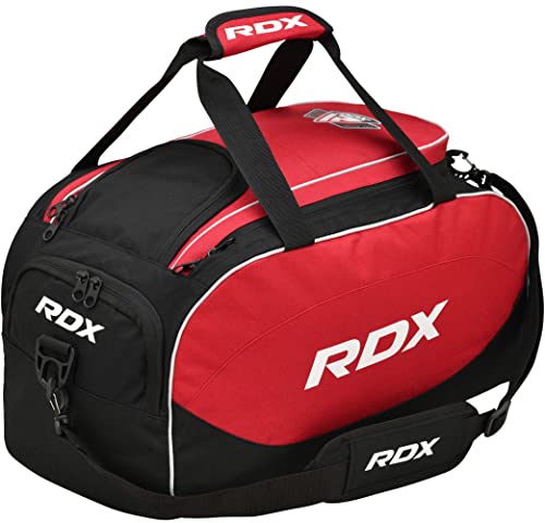 RDX 50L Gym Bag with Ventilated Shoes Compartment, All In One Backpack Duffle Holdall, Fitness Sports MMA Boxing Yoga Swim Gear Sportswear Bag, Weekend Overnight Travel Hiking Rucksack for Men Women - color: Red