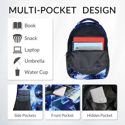 COZYAURA Personalized Hockey Backpack for Boys - Custom Name Initial Kids School Bag, 17 Inch Ice Hockey Bookbag for Primary Middle School Travel - color: Multicolor