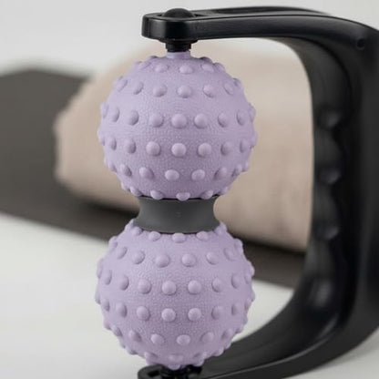 Double Ball Deep Tissue Handheld Massage Roller Textured Body Roller for Home, Light Purple - color: Light Purple