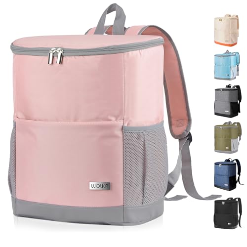 Insulated Cooler Backpack Outdoor - Leak Proof Backpack Cooler 30 Cans, Waterproof Lightweight Cooler Bag for 12h Hot/Cold Retention - Soft Cooler for Travel, Camping, Beach, Lunch - color: Light-Pink