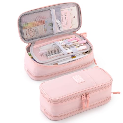 CICIMELON Large Pencil Case Big Storage Pen Pouch Bag with Compartment for School Supplies Office College Teen Boys Girls Adults, Upgraded Pink - color: Upgraded Pink