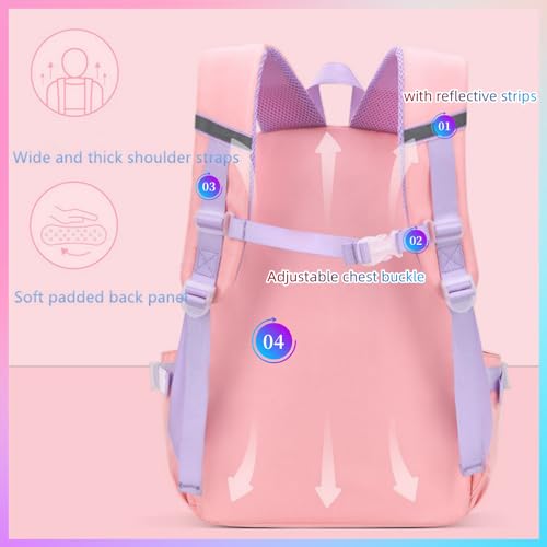 Girls Backpack, Kids Backpack for Girls School Bunny Book Bag for Elementary Primary School Kindergarten Elementary Preschool Middle - color: Purple Bunny Backpack