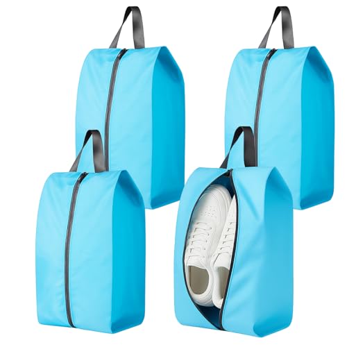 Set of 4 Travel Shoe Bags – Blue LargeShoe Organizer Pouch with Zipper | Water-Resistant Portable Storage Bags for Sports, Gym, and Carry-On Luggage - color: Blue