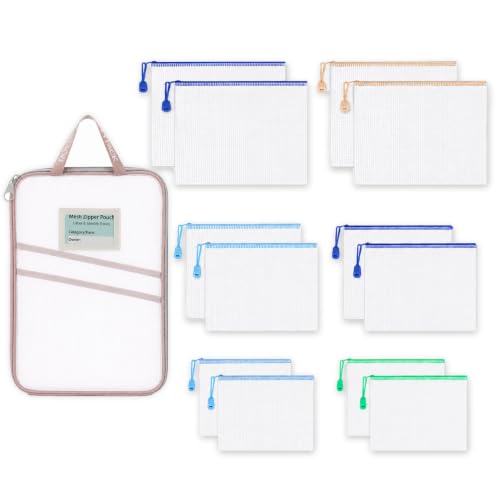 13pcs Mesh Zipper Pouches with Organizer Bag, 3 Sizes Plastic Bags - style: 13pcs