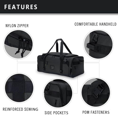 Large Duffle Bag for Travel - Men & Women, Foldable Gym Duffle Backpack, Heavy Duty Tactical Military Canvas Duffel Bags, Extra Big Carry On with Shoe Pockets, Waterproof (80L/103L) - color: Black, size: M(80L)