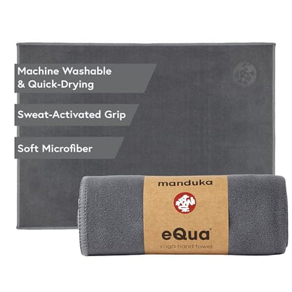 Manduka eQua Hand Towels - 16" | Rapid Moisture Activated Grip | Quick Drying, Soft Microfiber | Machine Washable | 16 x 26.5 inches | Thunder - color: Thunder