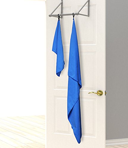 EPAuto 2-Pack Microfiber Quick Dry Towel Set - Lightweight, Super Absorbent & Compact Travel Towels (60"x30" & 24"x15") for Gym, Camping, Beach, Yoga & Backpacking, Blue - color: Blue