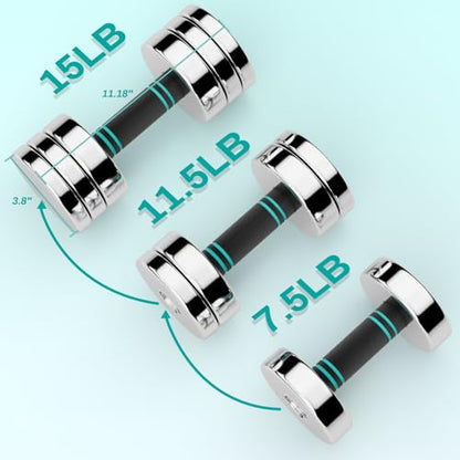 LIFERUN Steel Adjustable Dumbbell Set of 2, 5/10/15lb Free Weights Dumbbells Set, Non-Slip and Comfortable Foam Handle, Adjustable Dumbbells Weights Set for Home Gym Office Exercise - style: 15lbx2