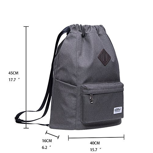 KAUKKO Drawstring Sports Backpack Gym Yoga Bag Shoulder Rucksack for Men and Women(2031-GRAY) - color: Dark Grey2031