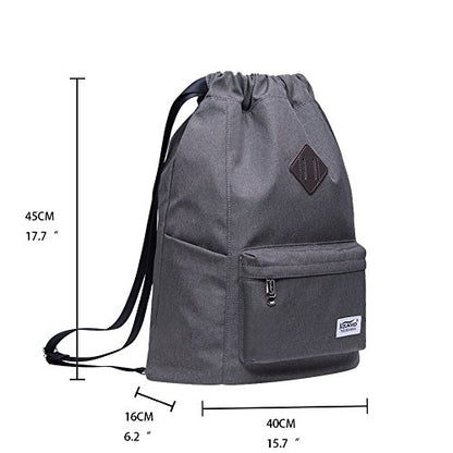 KAUKKO Drawstring Sports Backpack Gym Yoga Bag Shoulder Rucksack for Men and Women(2031-GRAY) - color: Dark Grey2031