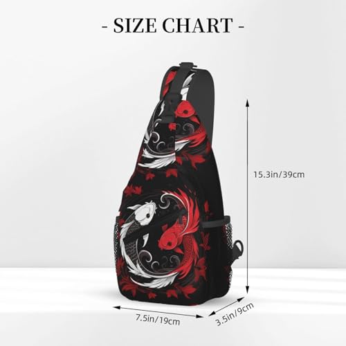 Two Koi Tai Chi Yin Yang Outdoor Crossbody Shoulder Bag For Unisex Young Adult Hiking Bicycling - color: Black1
