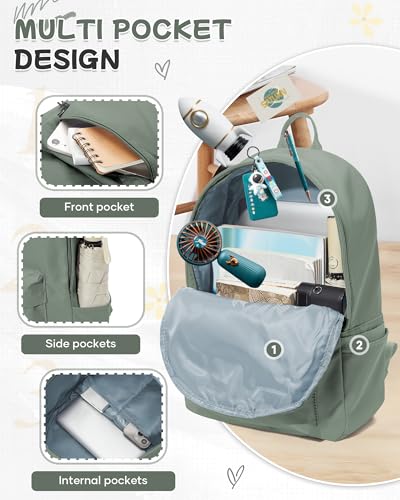 BJLFS Green School Backpack for Teens Middle High School Bags for Girls Large Bookbag Compartment Mochilas para Niñas Adolescentes Back to School Travel Gifts - color: Green