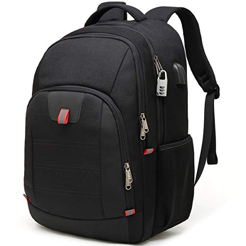 Della Gao Laptop Backpack for Men, Large Anti-Theft Business Travel Backpack with USB Charging Port, Water Resistant College Computer Bag for Men/Women for 17 Inch Laptop and Notebook - color: Black, size: 17 Inch