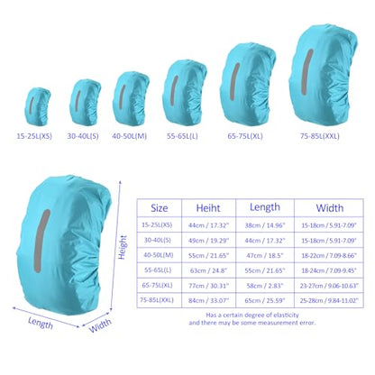 M METERXITY Backpack Rain Cover - Waterproof Lightweight Cover with Vertical Reflective Strap, Apply to Cycling/Mountain Climbing (75-85L, XXL, Light Blue)