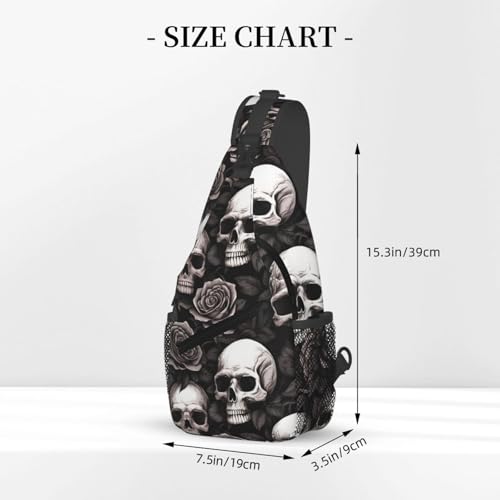 Skulls And Roses Outdoor Crossbody Shoulder Bag For Unisex Young Adult Hiking Bicycling - color: Blue